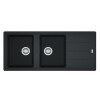 FRANKE LAVELLO FRAGRANITE INCASSO BOSTON 98999937 BFG 621 CM 116X50 2 VASCHE DX CON GOCCIOLATOIO SX NERO COMPLETO DI SIF