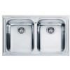 FRANKE LAVELLO LOGICA LINE 8586386 LLX 620-L CM 86X50 2 VASCHE SENZA GOCCIOLATOIO INOX COMPLETO DI SIFONE