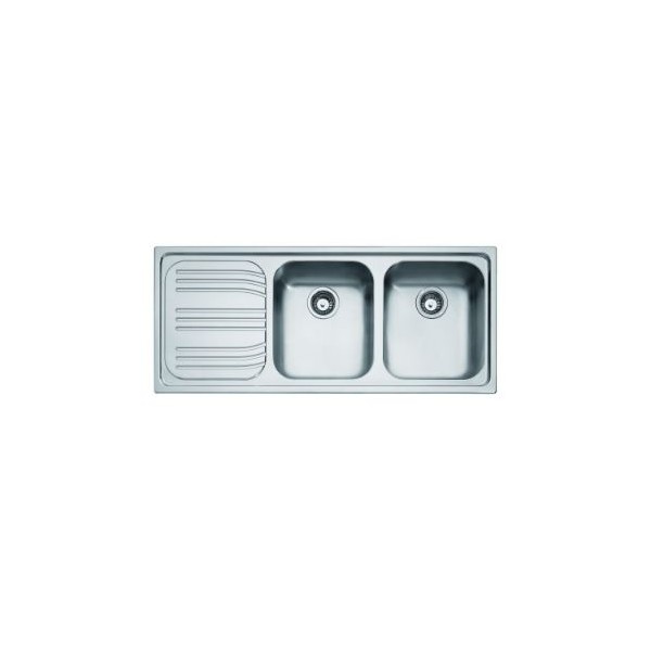 FRANKE LAVELLO RADAR 85862967 RRX 621 CM 116X50 2 VASCHE DX CON GOCCIOLATOIO SX INOX COMPLETO DI SIFONE