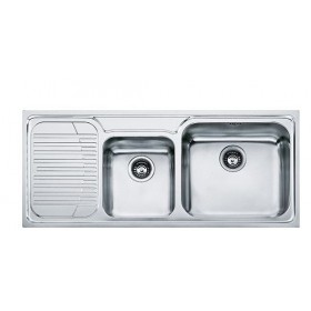 FRANKE LAVELLO GALASSIA 101.0017.504 GAX 621 CM 116X50 2 VASCHE DX CON GOCCIOLATOIO SX INOX COMPLETO DI SIFONE