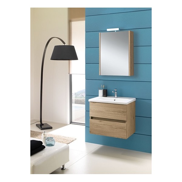 COMPONIBILE DA BAGNO  SERIE KORA 01 DA 60 CM-SPECCHIO A GIORNO E APLIQUE