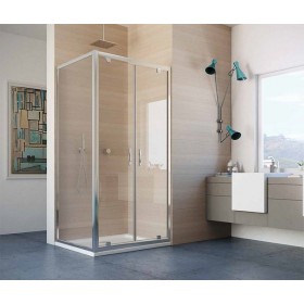 BOX PORTA SOFFIETTO CONTEMPORARY  PROFILO CROMO  CM 67/71,4 CRISTALLO TRASPARENTE  DA 4MM H.198