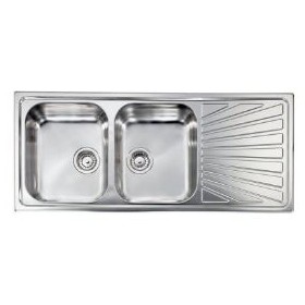 LAVELLO INOX INCASSO 116x50  A 2 VASCHE CON GOCCIOLATOIO DX