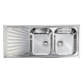 LAVELLO INOX INCASSO 116x50  A 2 VASCHE CON GOCCIOLATOIO SX