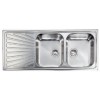 LAVELLO INOX INCASSO 116x50  A 2 VASCHE CON GOCCIOLATOIO SX