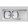 LAVELLO APPOGGIO INOX CM 120X50 2 VASCHE DX CON GOCCIOLATOIO SX