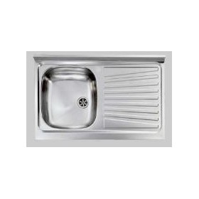 LAVELLO APPOGGIO INOX CM 80X50 1 VASCA SX CON GOCCIOLATOIO DX