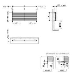 RADIATORE CORDIVARI ALICE TANDEM ORIZZONTALE  H 561 X 800 ATTACCO  INFERIORE H1 DA 1/2 INTERASSE 742 BIANCO