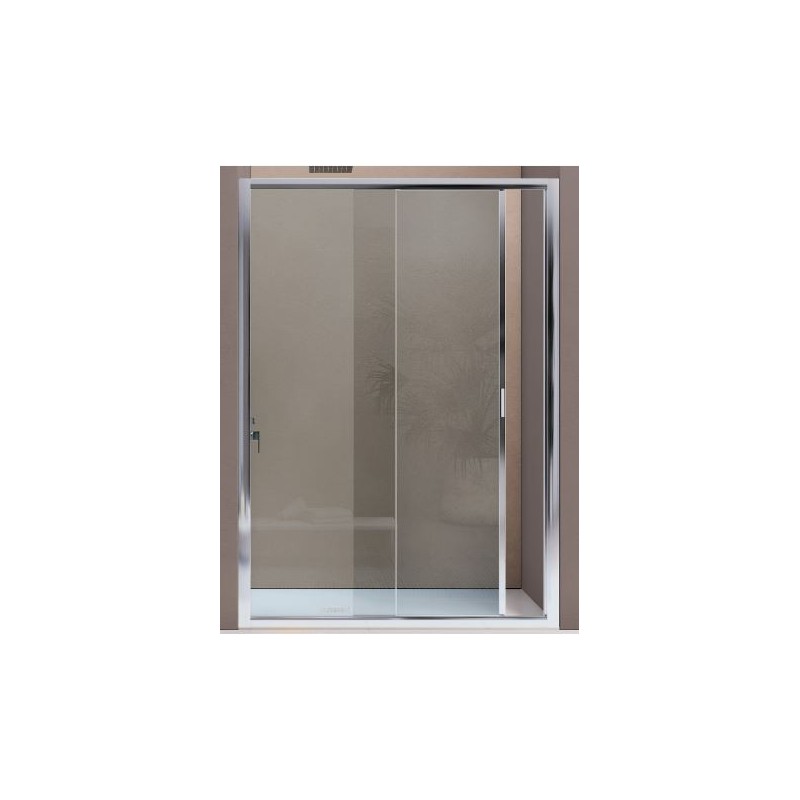 BOX AMERICA QUATTRO  PORTA SCORREVOLE A DUE ANTE SAMO 116/123 BIANCO  OPACO CRISTALLO STAMPATO