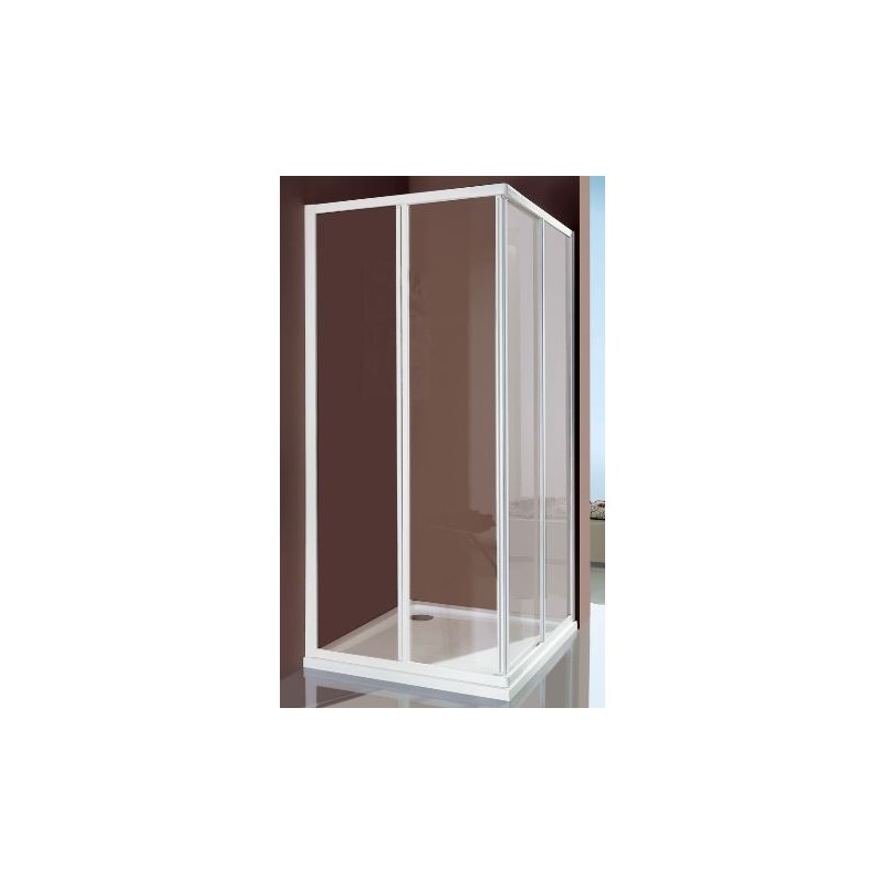 BOX CIAO CM.64-74/80-90 ANGOLO 4 ANTE PROFILO CROMO CRISTALLO STAMPATO  SAMO