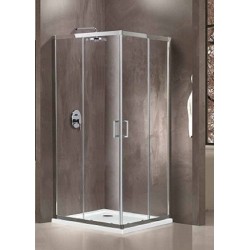 BOX ANGOLO ANGOLARE  NEW NICE  CROMO  ANG.68/70-88/90  4 ANTE  CRISTALLO TRASPARENTE MM.6 H.190