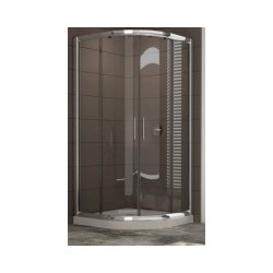 BOX ANGOLO SEMICIRCOLARE OXI SLIDE ANG.76,5/80,5 X 76,5/80,5TELAIO ALLUMONO  OSSIDATO  BSLXR500 CRISTALLO TRASPARENTE