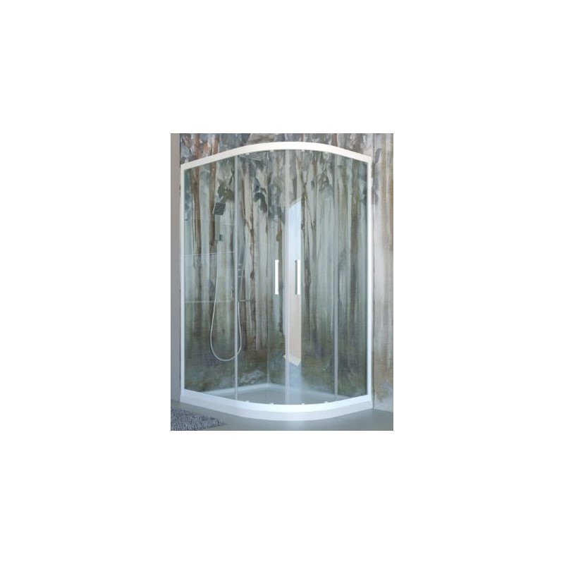 BOX CIRCOLARE ASIMMETRICO  EVO 68/70 - 88/90 BIANCO CRISTALLO TRASPARENTE' MM. 6 FORTE BEVOR32