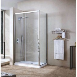 BOX PARETE FISSA  GIOIA FLORIDE CM 66/68 CROMO CRISTALLO TRASPARENTE MM.6 H.195