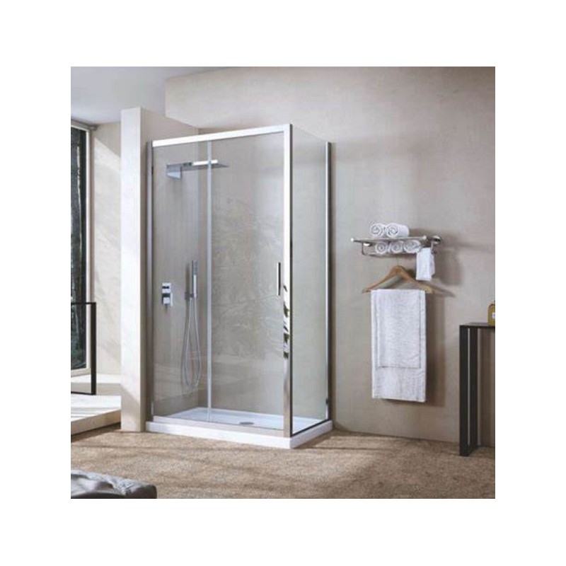 BOX PARETE FISSA  GIOIA FLORIDE CM 66/68 CROMO CRISTALLO TRASPARENTE MM.6 H.195