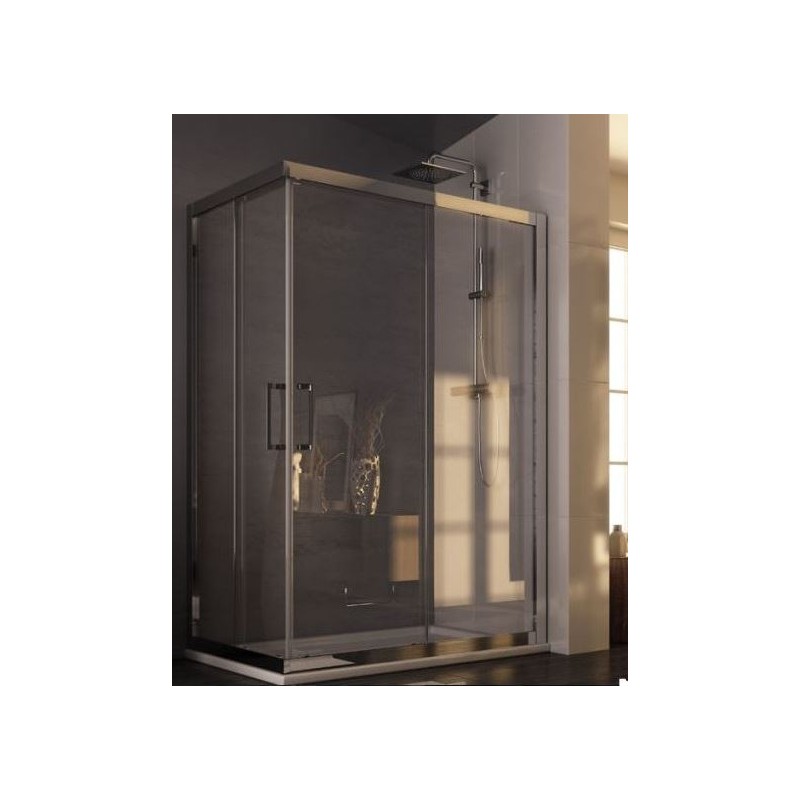 BOX PARETE SCORREVOLE UN LATO DI DUE SERIE ROMA  117/121 CROMO BRILLANTATO CRISTALLO CINCILLA' MM. 6 FORTE