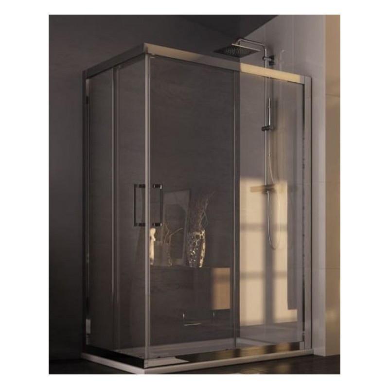 BOX PARETE SCORREVOLE UN LATO DI DUE SERIE ROMA  68/72 BIANCO CRISTALLO TRASPARENTE MM. 6 FORTE