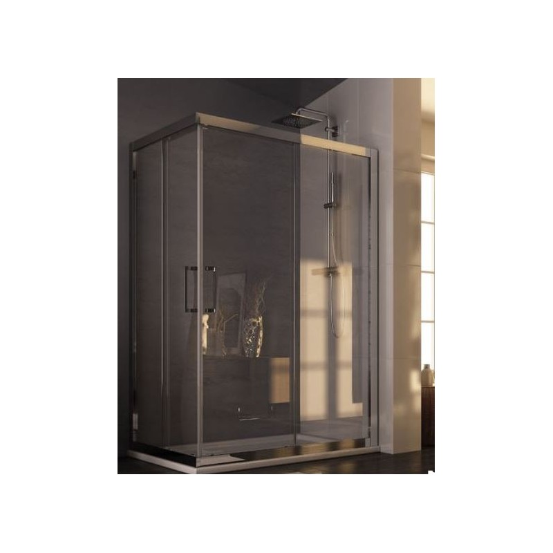 BOX PARETE SCORREVOLE UN LATO DI DUE SERIE ROMA  68/72 CROMO CRISTALLO TRASPARENTE' MM. 6 FORTE
