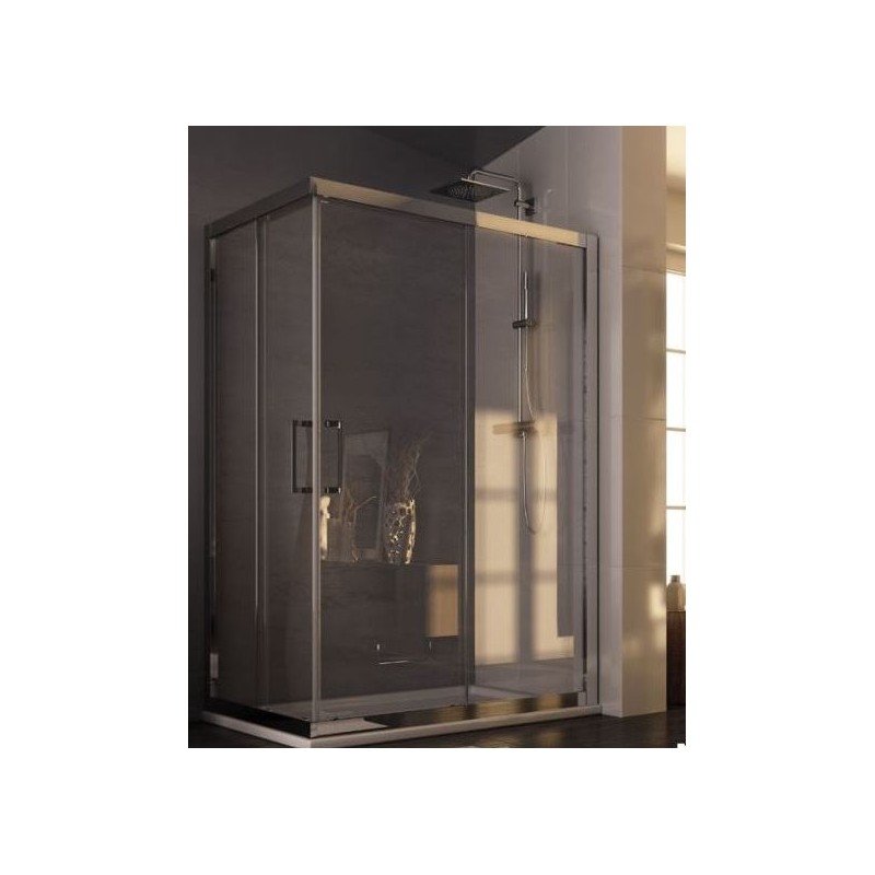BOX PARETE SCORREVOLE UN LATO DI DUE SERIE ROMA  97/101 CROMO CRISTALLO CINCILLA' MM. 6 FORTE