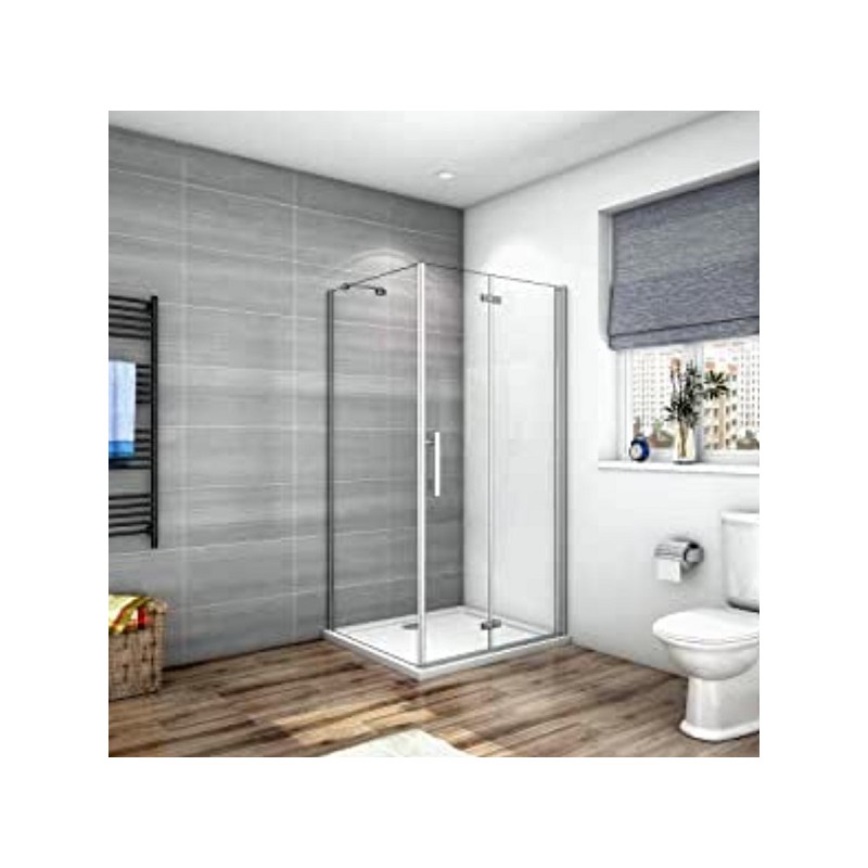BOX PORTA AD UN ANTA A BATTENTE S SLIDE 76-84  BIANCO CRISTALLO TRASPARENTE MM. 6 FORTE BL752