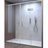 BOX PORTA SCORREVOLE A DUE ANTE FISSE E DUE SCORREVOLI  TONGA  PROFILO BIANCO  CM 182/187  CRISTALLO TRASPARENTE H.190