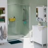 BOX PORTA SCORREVOLE A DUE ANTE GIAVA TONGA  PROFILO CROMO CM 140 CRISTALLO TRASPARENTE H.190
