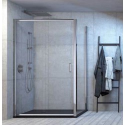 BOX PORTA SCORREVOLE A DUE ANTE GIAVA TONGA  PROFILO CROMO CM.122/127  CRISTALLO TRASPARENTE MM.6  H.190