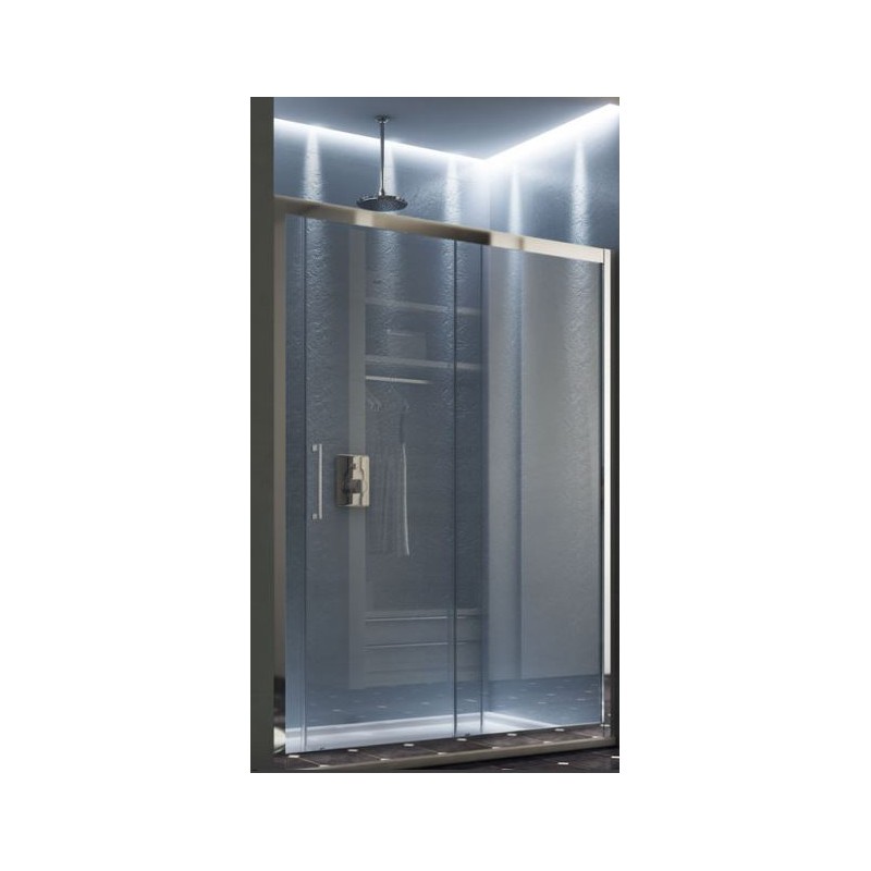 BOX PORTA SCORREVOLE A DUE ANTE MAYA SLIDE 113-121 CROMO CRISTALLO TRASPARENTE' MM. 6 FORTE BL102