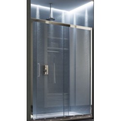 BOX PORTA SCORREVOLE A DUE ANTE MAYA SLIDE 139-147 CROMO CRISTALLO TRASPARENTE MM. 6 FORTE BL102 CON TRATTAMENTO AQVA CLEAN