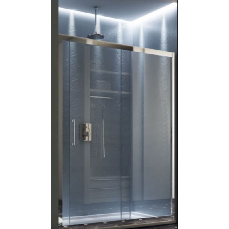 BOX PORTA SCORREVOLE A DUE ANTE MAYA SLIDE 139/147 CROMO CRISTALLO ACIDATO  MM. 6 FORTE BL105
