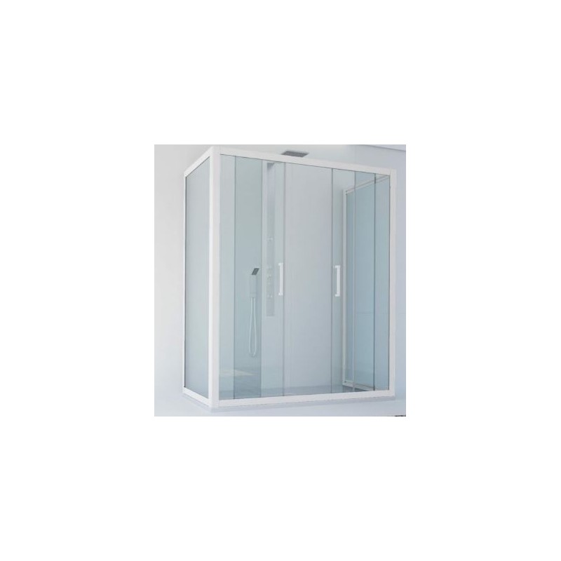 BOX PORTA SCORREVOLE A DUE ANTE MAYA SLIDE 157-165 CROMO CRISTALLO TRASPARENTE' MM. 6 FORTE BL107