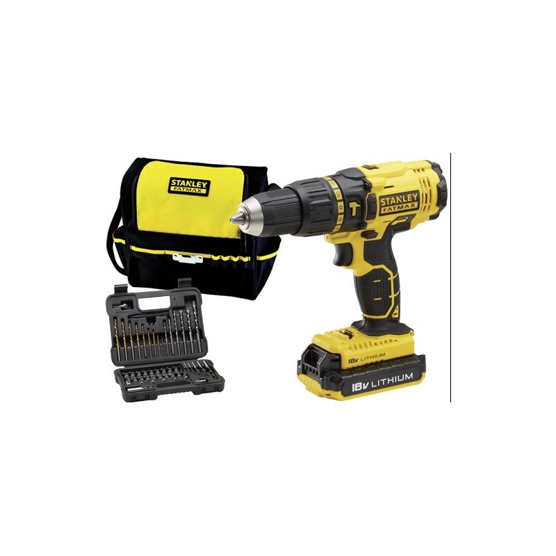 TRAPANO AVVITATORE CON PERCUSSIONE BATTERIA LITIO 18 MANDRINO AUTOSERRANTE 13 MMSTANLEY FATMAX FMCK 626 D2SA