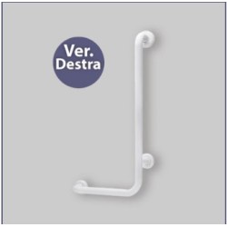 MANIGLIONE DI SOSTEGNO CON MONTANTE PER DISABILI BIANCO 35x67 cm - Destro