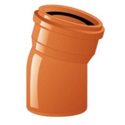CURVA PVC D.125 A 15° MF PER FOGNATURA CON ORING ARANCIO