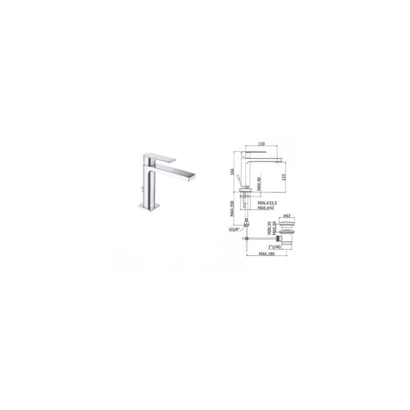 MISCELATORE TANGO LAVABO S.A 1 1/4  PAFFONI CROMO