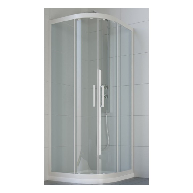 BOX ANGOLO SEMICIRCOLARE EVO R2FS-Q  ANG.73/75-73/75 TELAIO ABS  BIANCO PASTELLO BEVOR31 CRISTALLO TRASPARENTE