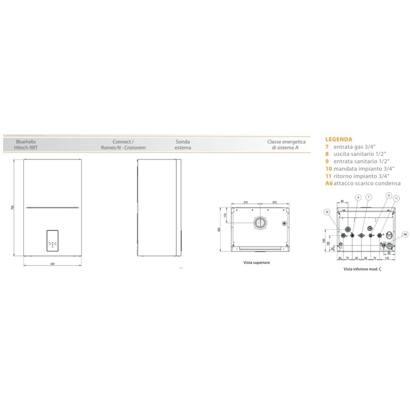 CALDAIA CONDENSAZIONE FERROLI BLUEHELIX HITECH RRT C 24  KW  METANO OT4B2AWA