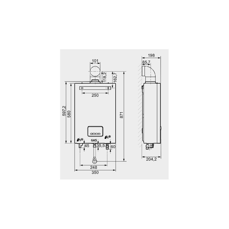 SCALDABAGNO A GAS SAUNIER DUVAL OPALIA F 17 LT LOW NOX METANO C.S.