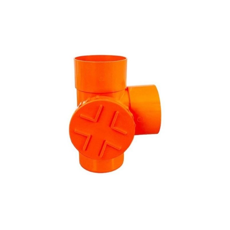 DERIVAZIONI A 90° PVC D.160  CON TAPPO ISPEZIONE DX  D.160