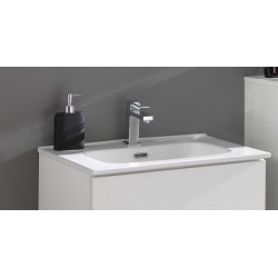 LAVABO INTEGRALE PER KORA CM.61 X 46,5  VASCA SQUADRATA  CERAMICA BIANCO