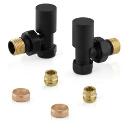 VALVOLA TERMOSTATIZZABILE + DETENTORE + RACCORDINI MULTISRATO 16 (PZ 2)+  DA 1/2 NERO OPACO T01