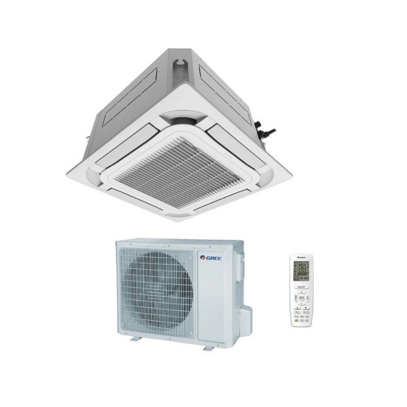 CONDIZIONATORE GREE CASSETTE CON MANDATA ARIA A 360° 24000 BTU GAS R32 GREE 5 ANNI GARANZIA GREE int. GUD71T1/A-S + TF06 (Grigli