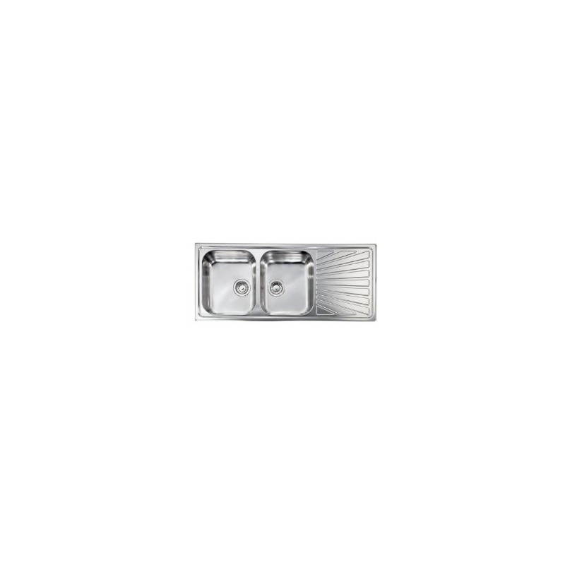 LAVELLO  CM 116X50 2 VASCHE SX CON GOCCIOLATOIO DX INOX