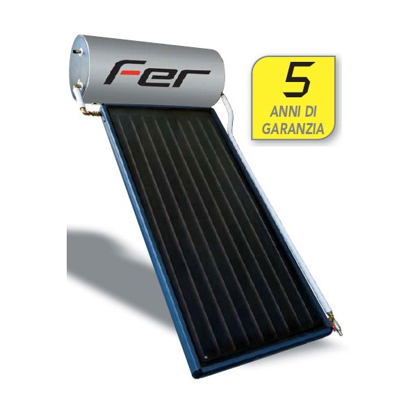 SISTEMA SOLARE A CIRCOLAZIONE NATURALE  FER ECOTECH  2FA LT 160 STAFFA X TETTO INCLINATO PREDISPOSIZIONE  PER SERBATOIO 