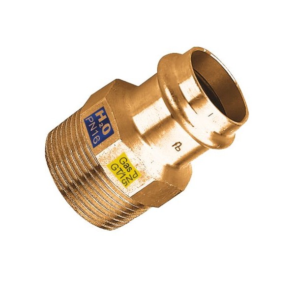 RACCORDO DRITTO RAME A PRESSARE M 1/2X 22 ACQUA/GAS