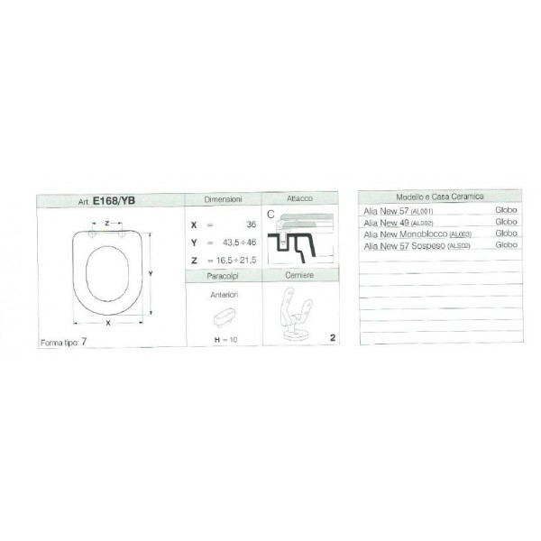 COPRIWATER ALIA NEW 57 SOSPESO , ALIA NEW MONOBLOCCO BIANCO