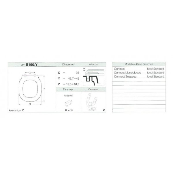 COPRIWATER CONNECT MONOBLOCCO, CONNECT SOSPESO BIANCO